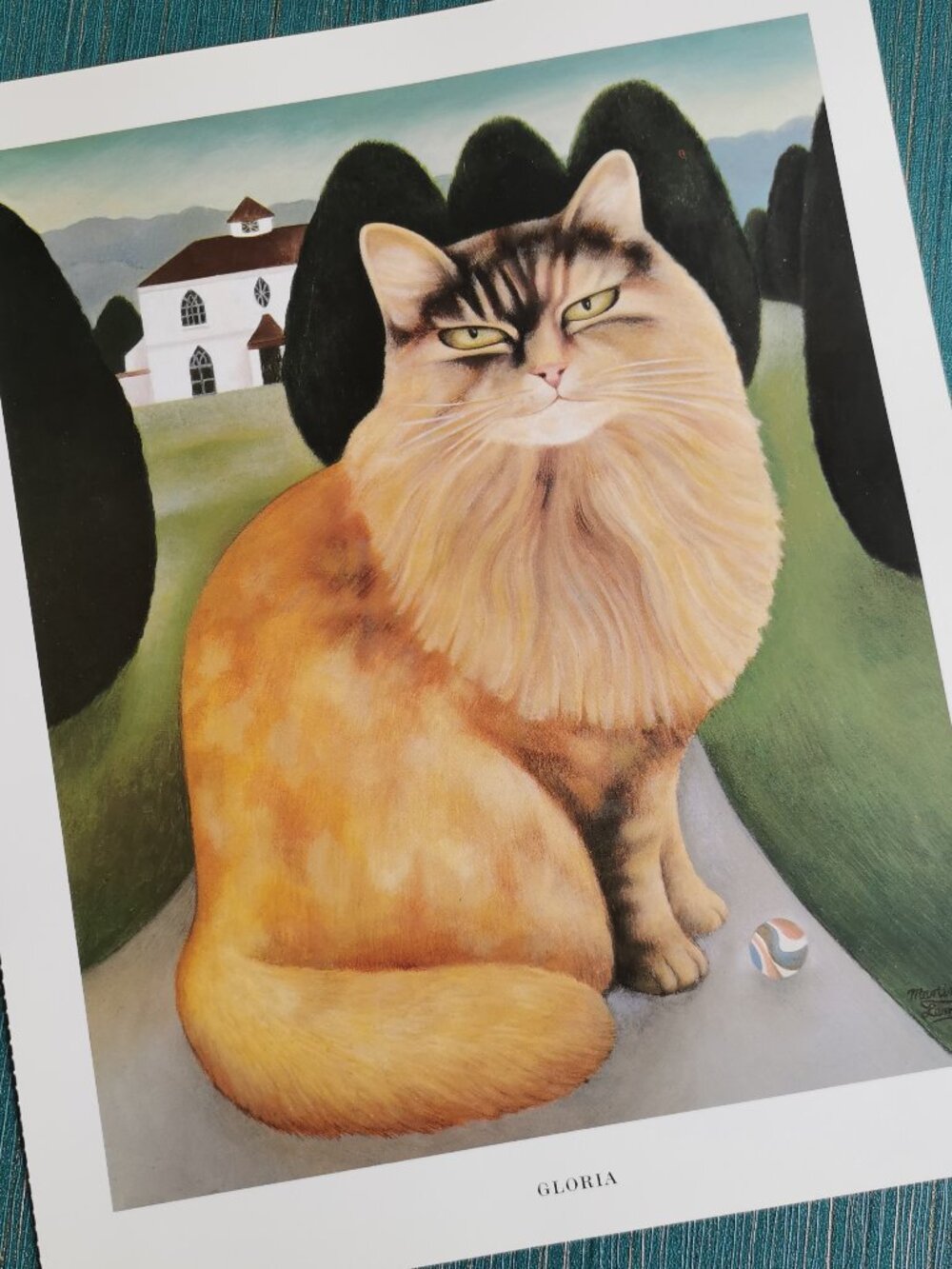Gloria by Martin Leman Beautiful Cat Art Print Orange Long-Haired Kitty Cattitud